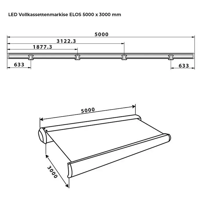 Home Deluxe LED-Vollkassettenmarkise ELOS - Sandfarben - 500 x 300 cm - 