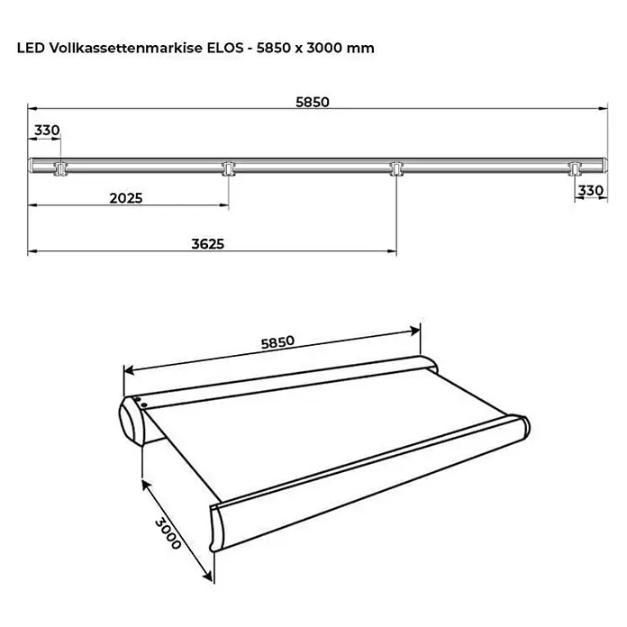 Home Deluxe LED-Vollkassettenmarkise ELOS - Sandfarben - 585 x 300 cm - 