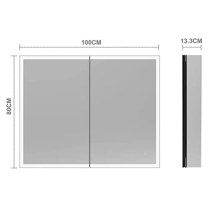 HOME DELUXE LED-Spiegelschrank EVE Schwarz 100 x 80 cm - 