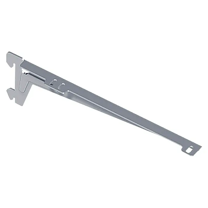 Element System Soporte para estantes - Largo: 38 cm, Blanco, Acero, 2 ud. - Imagen de un riel de soporte de estante de metal, ideal para montaje en pared para crear espacio de almacenamiento adicional.