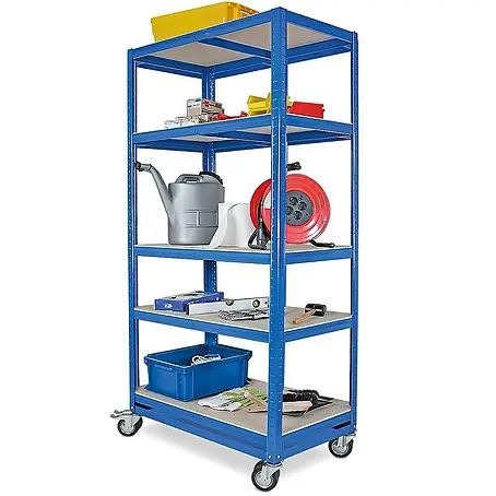 BRB Kommissionierwagen/Etagenwagen mit 5 Ebenen, HxBxT 1905x900x500 mm (blau)