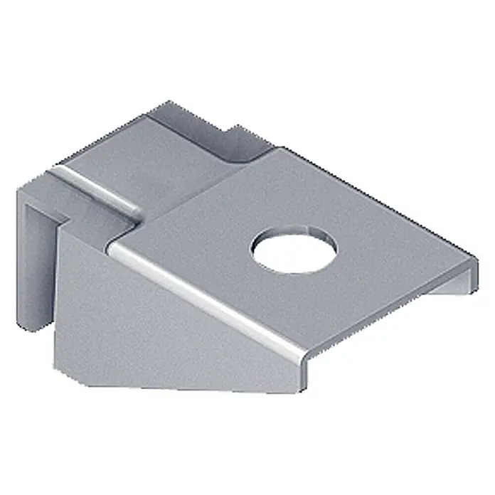 Dolle Aleta doble de acero - 1 lado, Apto para: Soporte con cuadrícula 32, 6 ud. - Toma de producto de un soporte plateado con un agujero para el montaje, ideal para diversas aplicaciones de montaje y conexiones estables.