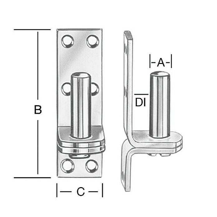 Stabilit Goznes (Diámetro mandril: 16 mm, Distancia desde mandril hasta placa: 13 mm (D I), 115 x 40 mm)
