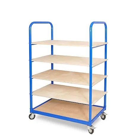 BRB Etagenwagen mit 5 Ebenen, 4 Lenkrollen, BxTxH 1050x500x1450 mm, Gesamttragkraft 250 kg