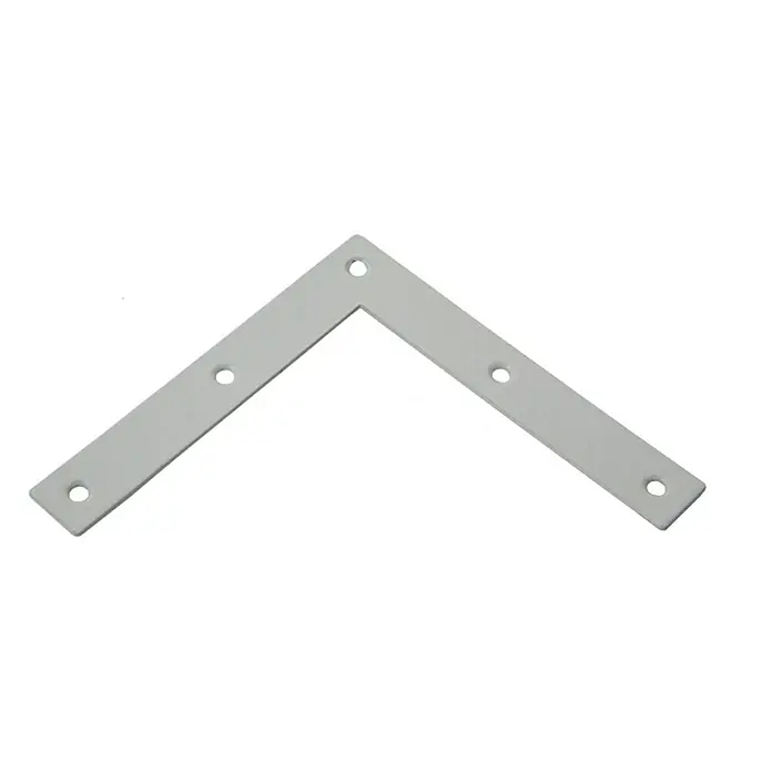Stabilit Escuadra esquinera - L x An x Al: 100 x 15 x 100 mm, Blanco - Un angular blanco con múltiples agujeros para una fijación segura a diversas superficies, garantizando una conexión angular estable.