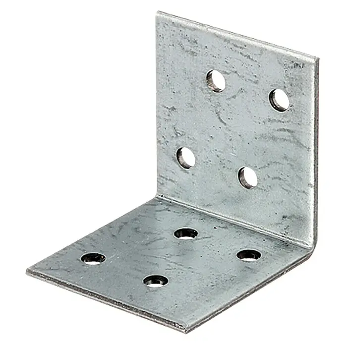 Stabilit Conector en ángulo - 40 x 40 x 40 mm, Acero - Soporte angular de acero galvanizado con agujeros. Ideal para conectar y reforzar estructuras de madera para uso interior y exterior.