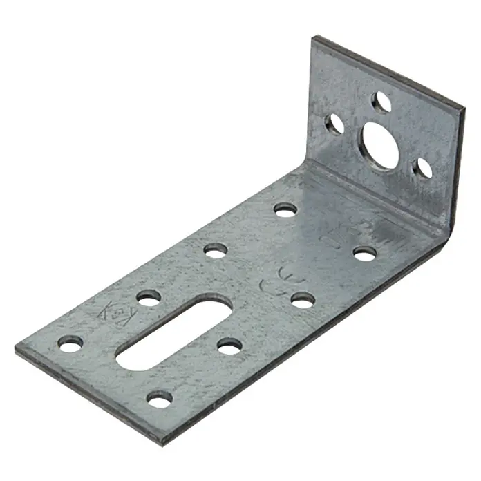 Stabilit Winkelverbinder - L x B x H: 90 x 35 x 40 mm, Stärke: 2,5 mm - Winkelverbinder aus verzinktem Stahl mit mehreren Löchern und einem länglichen Schlitz für verschiedene Anwendungen.