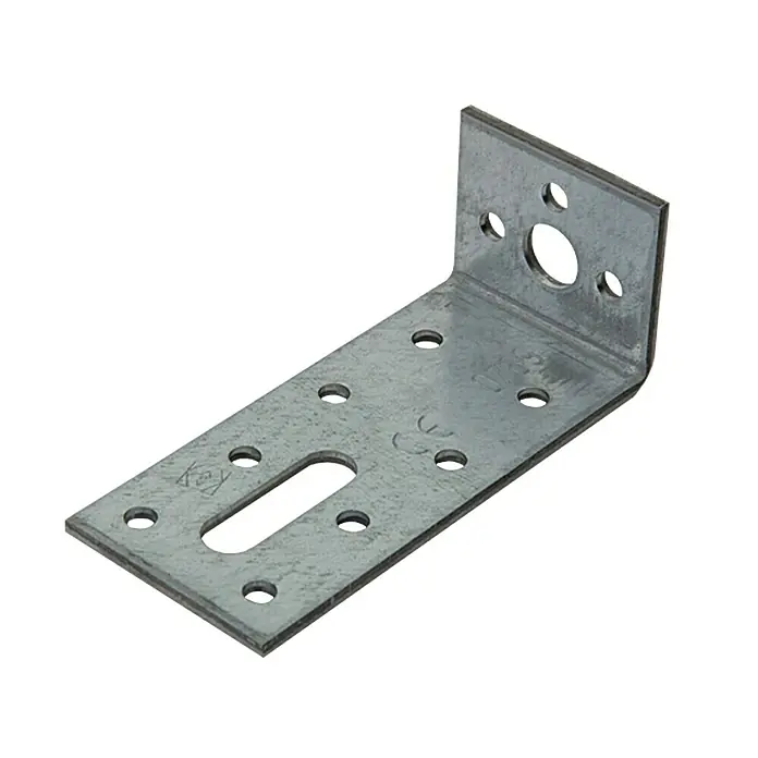 Stabilit Winkelverbinder - L x B x H: 90 x 35 x 40 mm, Stärke: 2,5 mm - Winkelverbinder aus verzinktem Stahl mit mehreren Löchern und einem länglichen Schlitz für verschiedene Anwendungen.