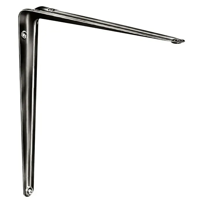 Stabilit Stahlblechkonsole - 250 x 44 x 300 mm, Belastbarkeit: 35 kg, Stahl, Schwarz - Silberne Regalhalterung mit Löchern zur einfachen Montage an der Wand, ideal für Regale und andere Oberflächen.