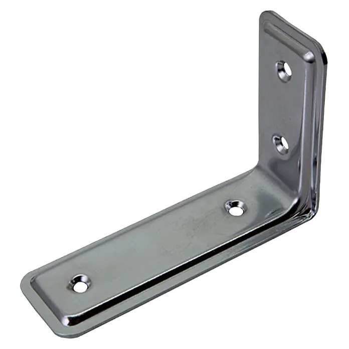 Stabilit Regalwinkel Design - 115 x 40 x 80 mm, Belastbarkeit: 30 kg, Chrom - Metallwinkel mit Löchern zur Befestigung, ideal für robuste Verbindungen im Heimwerker- und Konstruktionsbereich.
