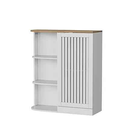 SONNENH Mehrzweckschrank mit offenen Fächern, Weiß/Eiche-Optik