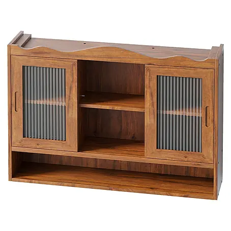 SONNENH Wand-Mehrzweckschrank mit 2 Schiebetüren, Braun