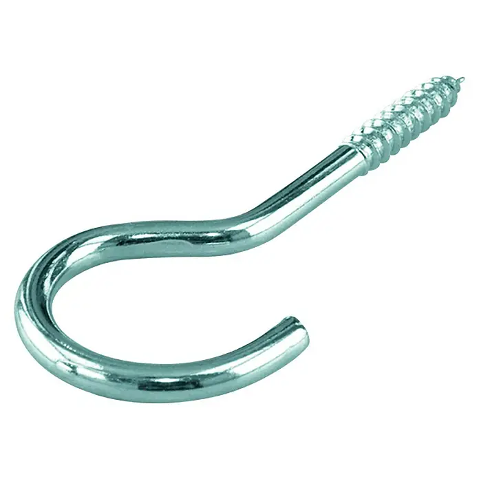 Wäscheleinenhaken - 80 mm, 3 Stk. - Bild eines silbernen Schraubhaken, der sich ideal zum Aufhängen von leichten Gegenständen in Haus und Garten eignet.