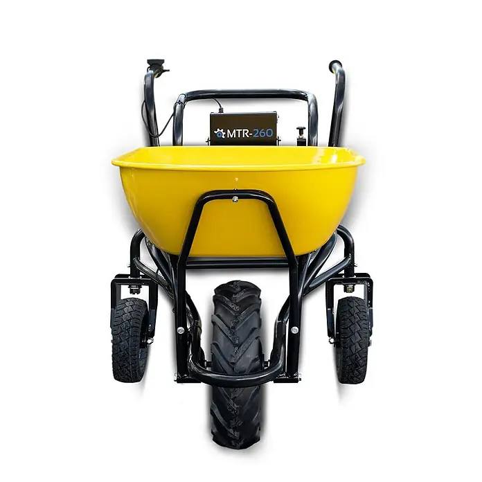 BAMATO Elektrische Schubkarre MTR-260 280W 100L 5h Laufzeit -  - Gelbe Elektro-Schubkarre mit schwarzem Rahmen und drei Rädern. Modell MTR-260.