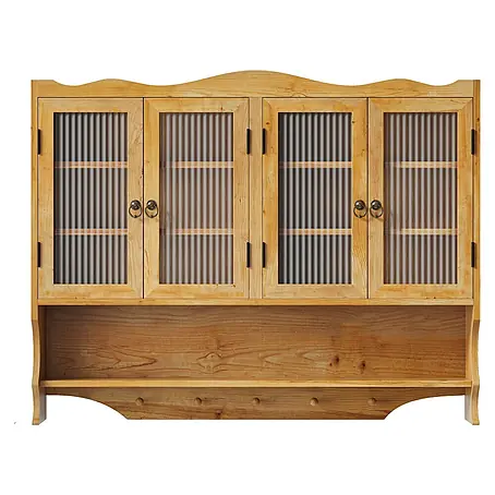 SONNENH Wand-Mehrzweckschrank mit 4 Glastüren, Natur