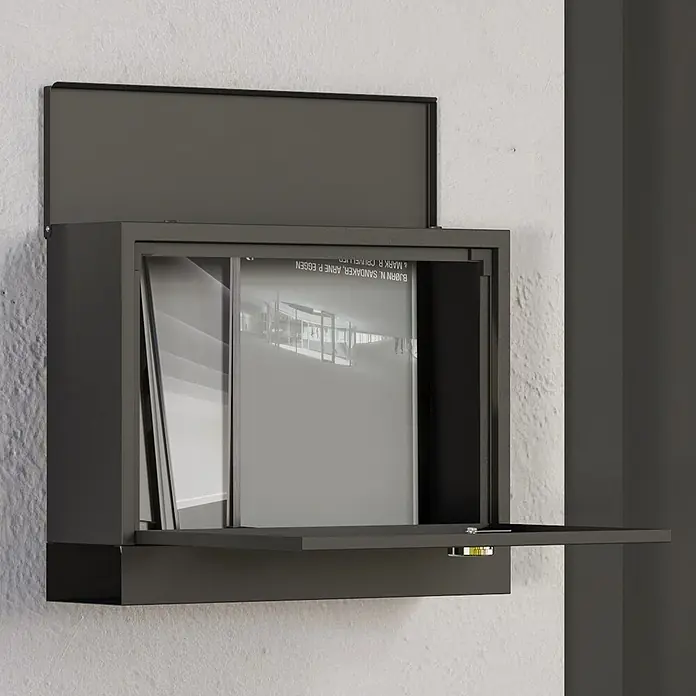 Homcom Wandbriefkasten 1-teilig -  - Dunkelgraue, wandmontierte Vitrine mit Glasfront und Klapptür.