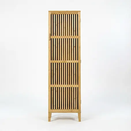 SONNENH Bambus-Hochschrank mit Lamellentür, Natur