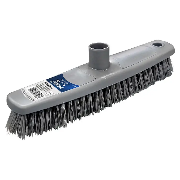 Peggy Perfect Schrubber Go Clean - Kunststoff - Grauer Schrubberkopf mit dunklen Borsten und Stielanschluss.