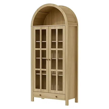 SONNENH Hochschrank mit Bogenablage und Acryltüren, Natur