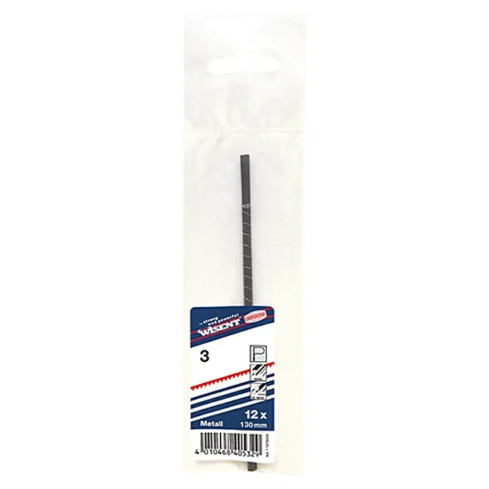 Wisent Laubsägeblätter - Fein (Gr. 3), Einsatzbereich: Metall, Blattlänge: 130 mm, 12 Stk. - WISENT Metallsägeblätter (12 Stück) mit einer Länge von 130mm, ideal für feine Metallsägearbeiten. Präzise Schnitte garantiert!