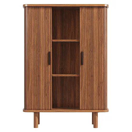 SONNENH Holz-Mehrzweckschrank mit Rollladentüren, Dunkelbraun