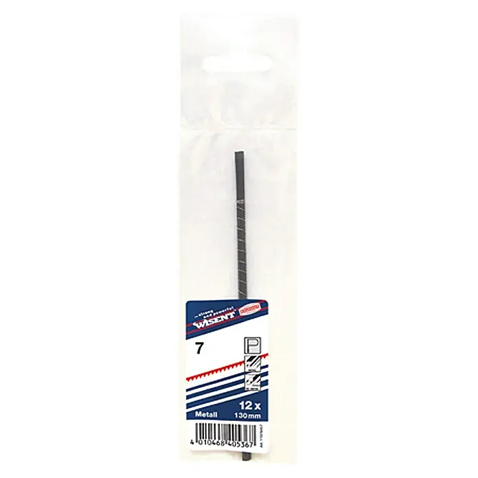 Wisent Hojas de segueta - Grueso (Gr. 7), Ámbito de uso: Metal, Longitud de hoja: 130 mm, 12 ud. - Hojas de sierra para metal Wisent, 12 unidades, 130 mm. Ideales para cortes precisos en metal, robustas y duraderas.