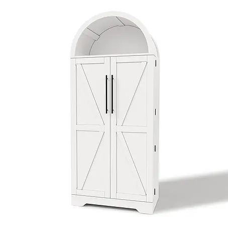 SONNENH Hochschrank mit Rundbogen und Türablagen, Weiß