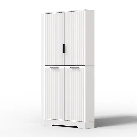 SONNENH Eckschrank mit 4 Türen und verstellbaren Böden, Weiß