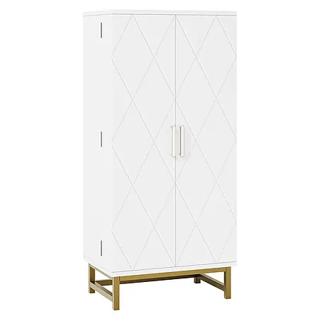 SONNENH Mehrzweckschrank mit Türablagen, Weiß/Gold