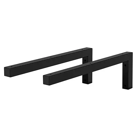 Wandkonsole 2er Set L-Form 450x150 mm Schwarz aus Stahl