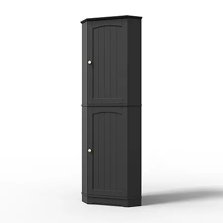 SONNENH Eckschrank mit 2 Türen, Schwarz