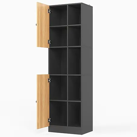 SONNENH Hochschrank mit 2 Türen und offenen Fächern, Anthrazit/Eiche