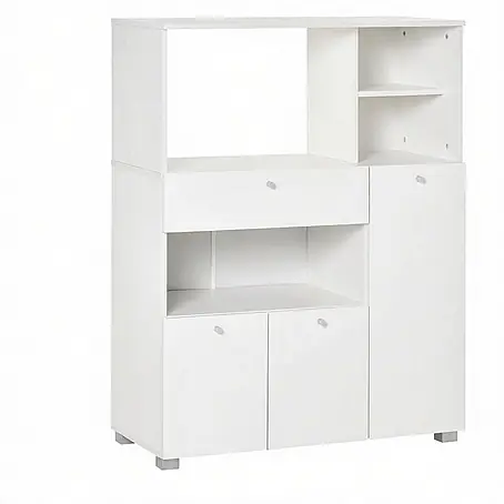 SONNENH Mehrzweckschrank mit offenen Fächern und Schublade, Weiß