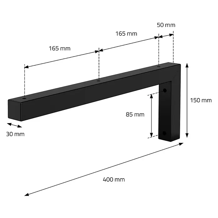 ML-Design Wandkonsole Regalwinkel L-Form Schwarz Konsolenträger Regalträger Halterung - L x B x H: 400 x 30 x 150 mm, Belastbarkeit: 50 kg, Stahl