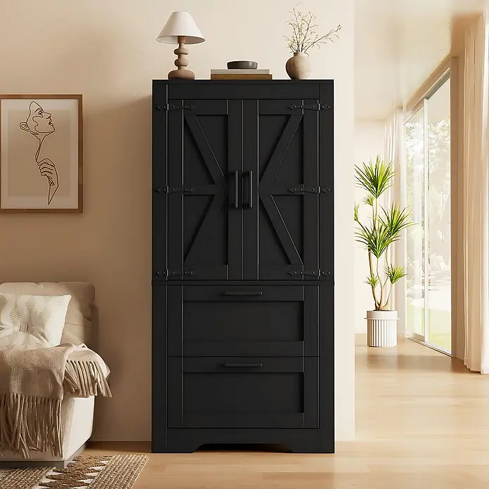 SONNENH Mehrzweckschrank mit zwei Schubladen, Schwarz online kaufen bei BAUHAUS