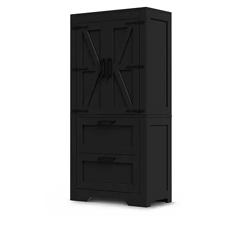 SONNENH Mehrzweckschrank mit zwei Schubladen, Schwarz