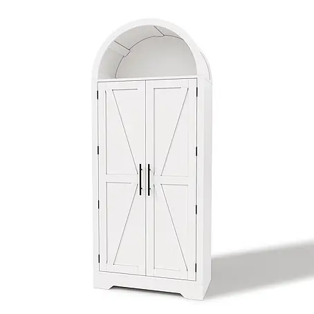 SONNENH Mehrzweckschrank mit Bogenabschluss und zwei Türen, Weiß