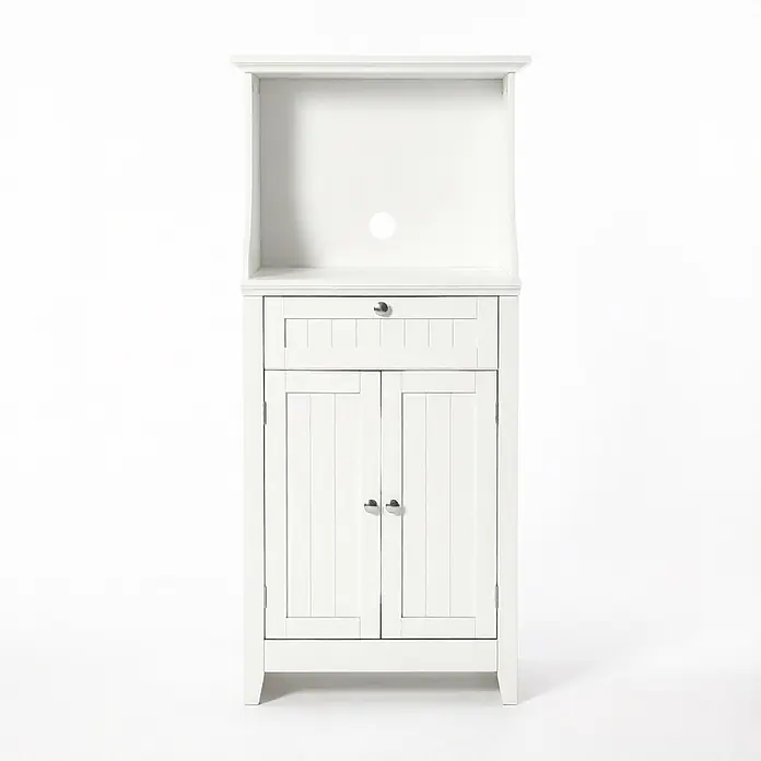 SONNENH Küchenschrank mit Gerätenische und Schublade, Weiß -  - Weißer Holzschrank mit offenem Fach, Schublade und zwei Türen. Mit Kabeldurchführung.
