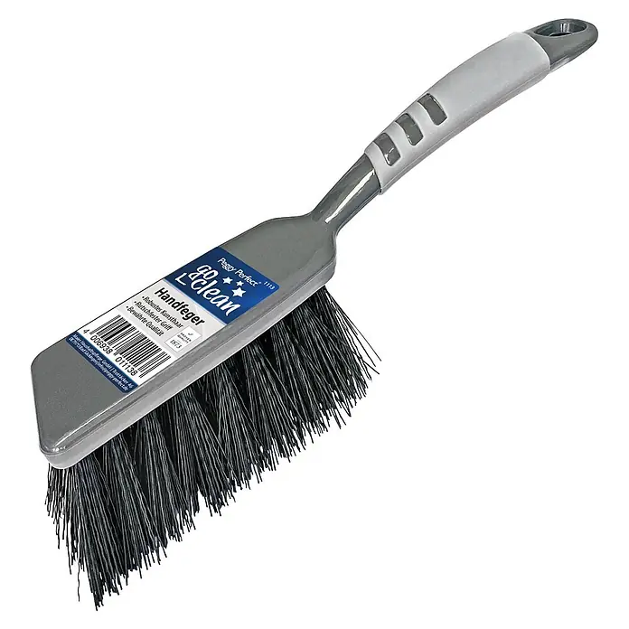 Peggy Perfect Handfeger Go Clean - Kunststoff - Grauer Handfeger mit schwarzen Kunstborsten und rutschfestem Griff.