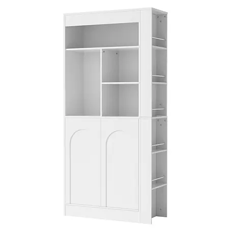 SONNENH Hochschrank mit 2 Türen und Seitenregal, Weiß