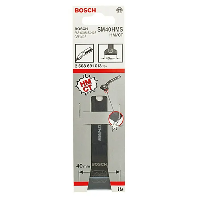 Bosch Cuchilla rascadora SM 40 HMS - Ancho: 40 mm, Cuchilla rectificada - Hoja de sierra Bosch SM40HMS HM/CT, ideal para cortes precisos. Duradera y fiable para aplicaciones profesionales.