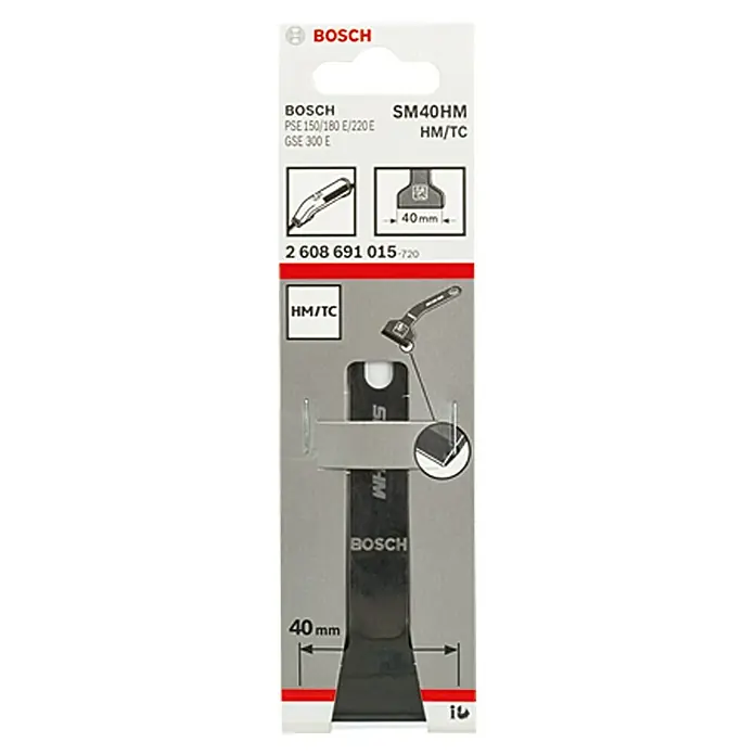 Bosch Cuchilla rascadora SM 40 HM - Ancho: 40 mm, Hoja roma - Cincel Bosch SM40HM HM/TC para PSE 150/180 E/220 E y GSE 300 E, una herramienta robusta para trabajar materiales duros.