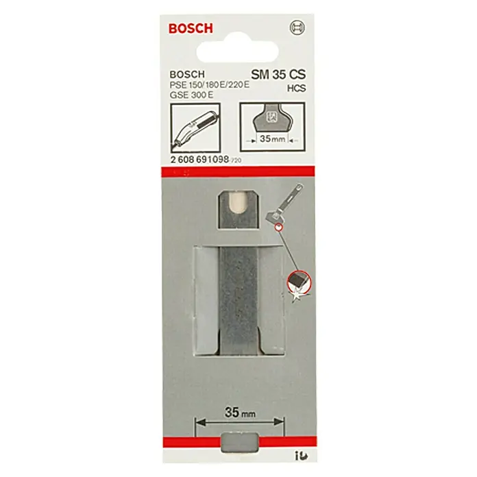 Bosch Cuchilla rascadora SM 35 CS moquetas - Ancho: 35 mm - Hoja de sierra Bosch SM 35 CS HCS para cortes precisos. Ideal para PSE 150/180E/220E y GSE 300 E. Alta calidad para resultados profesionales.