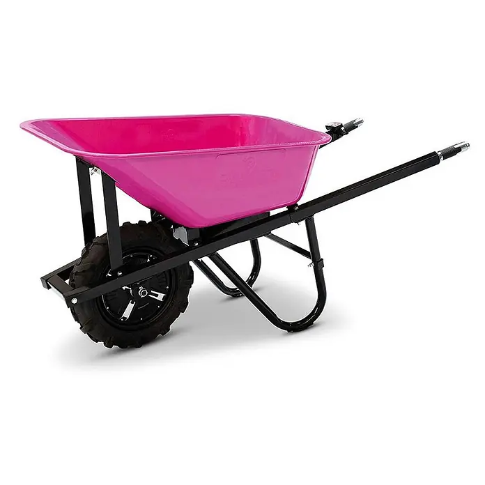 BAMATO Elektro-Schubkarre MTR-155 Pink Edition 150kg 6km/h 75L -  - Pinke elektrische Schubkarre mit schwarzem Rahmen, angetriebenem Rad und ergonomischen Griffen.
