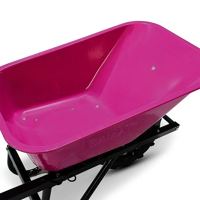 BAMATO Elektro-Schubkarre MTR-155 Pink Edition 150kg 6km/h 75L -  - Rosafarbene Schubkarre mit tiefer Kunststoffwanne und schwarzem Gestell.