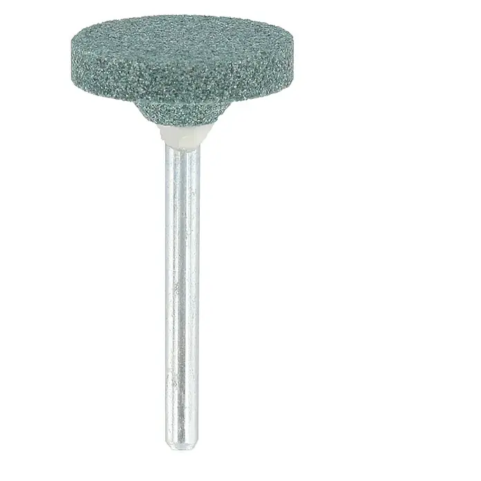 Dremel Punta de amolar de carburo de silicio Mod. 84922 - Cabeza cónica, Diámetro de trabajo: 4,8 mm, 3 ud. - Ilustración de una piedra de esmerilar para taladro, con una cabeza cilíndrica y un eje metálico.
