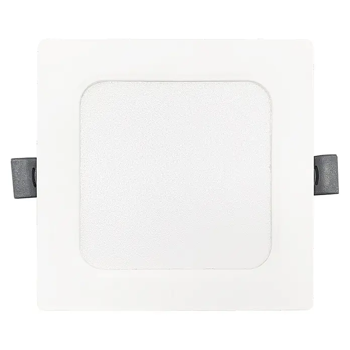 Luxula Einbauleuchte LED 12W IP44-Geschützt 1200lm Lichtfarbe Einstellbar -  - Weißes quadratisches LED-Panel mit abgerundetem inneren Diffusor und grauen Seitenklammern zur Unterputzmontage.