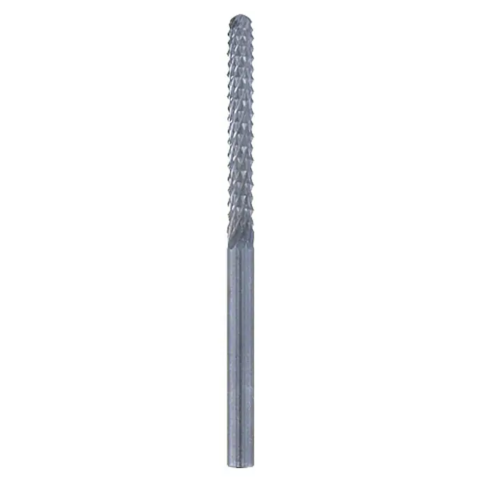 Dremel Fugenfräser Mod. 570 - Arbeitsdurchmesser: 3,2 mm, Hartmetall - Bild einer Stahl-Nagelfräser-Bit mit feinen Schleifkörnern für präzise Nagelmodellage.