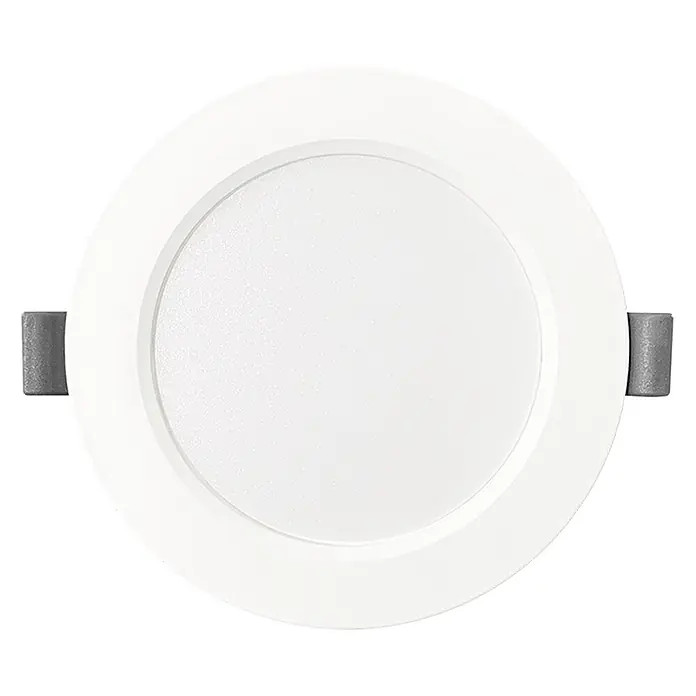 Luxula Einbauleuchte LED 12W IP44-Geschützt 1200lm Lichtfarbe Einstellbar -  - Weißer runder LED-Einbaustrahler mit grauen Befestigungsklammern.