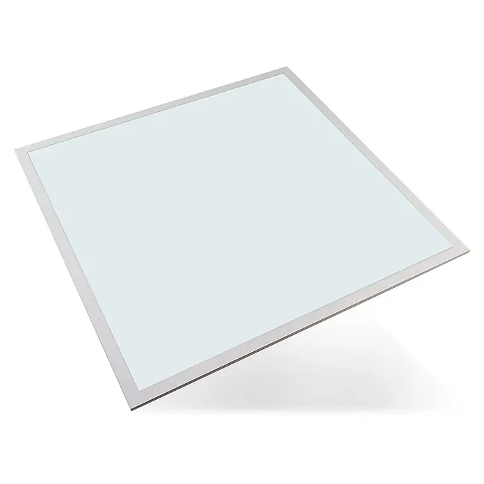 Luxula LED-Panel LED Panel - 36 W, Weiß, Weiß, Kaltweiß - Quadratische LED-Panel-Leuchte mit hellgrauem Rahmen und gleichmäßig beleuchteter weißer Oberfläche.